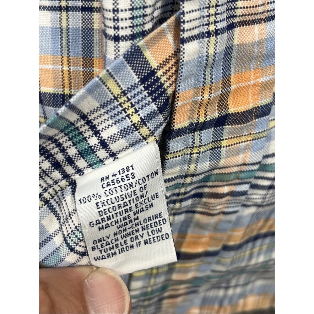 Ralph Lauren Shirt Custom Fit Mens M Blue Plaid Mediumweight Flesh Pony Preppy - Picture 5 of 9